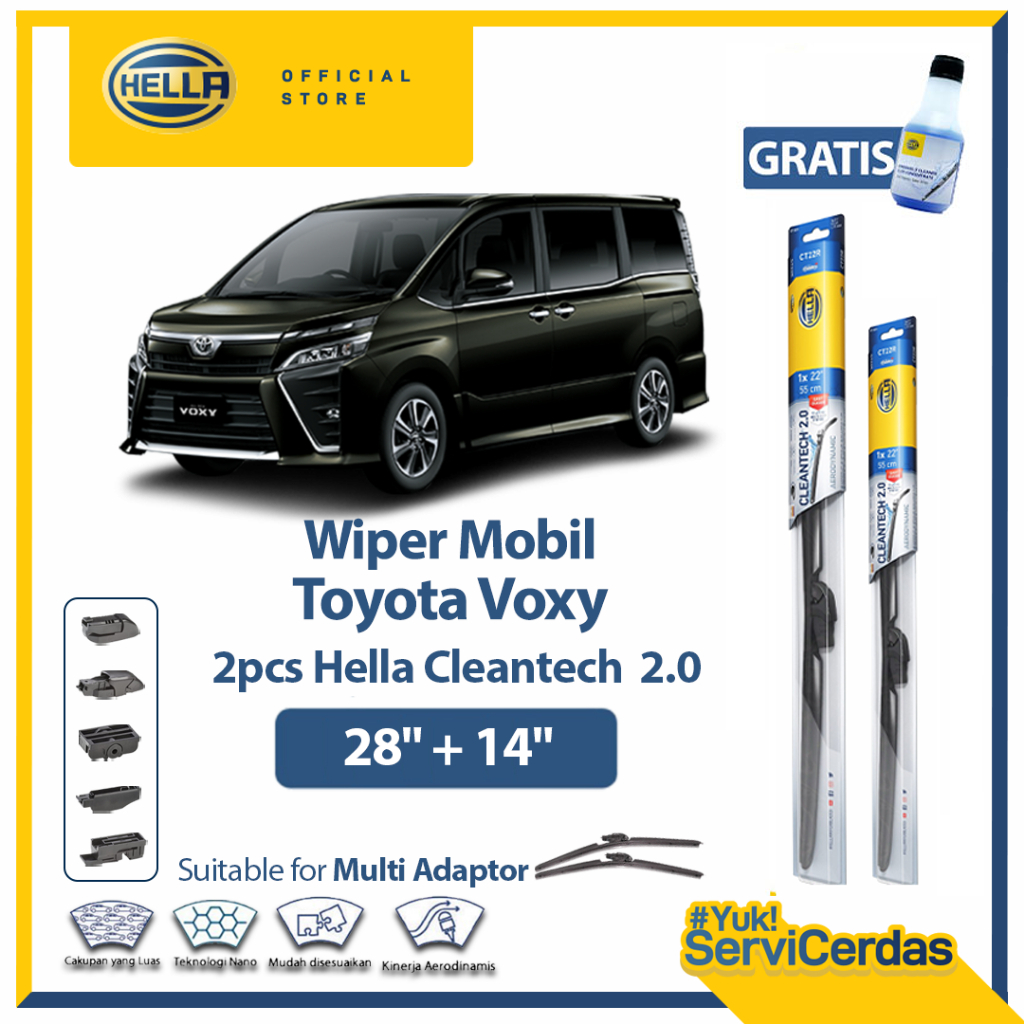 Wiper Mobil TOYOTA Voxy (28”+14”) - HELLA Cleantech 2.0
