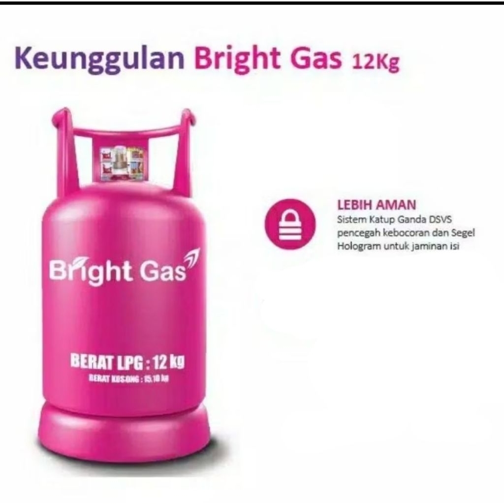 Tabung Bright Gas 12kg + Isi Tabung Pink 12kg + Isi Tabung Pink Bright Gas 12kg