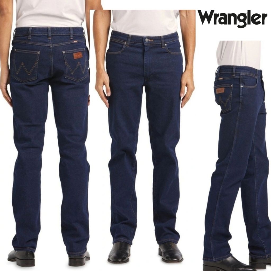 Celana Panjang Jeans Pria Wrangler Original Rinse Straight fit stretch Celana Denim Jeans Panjang Co