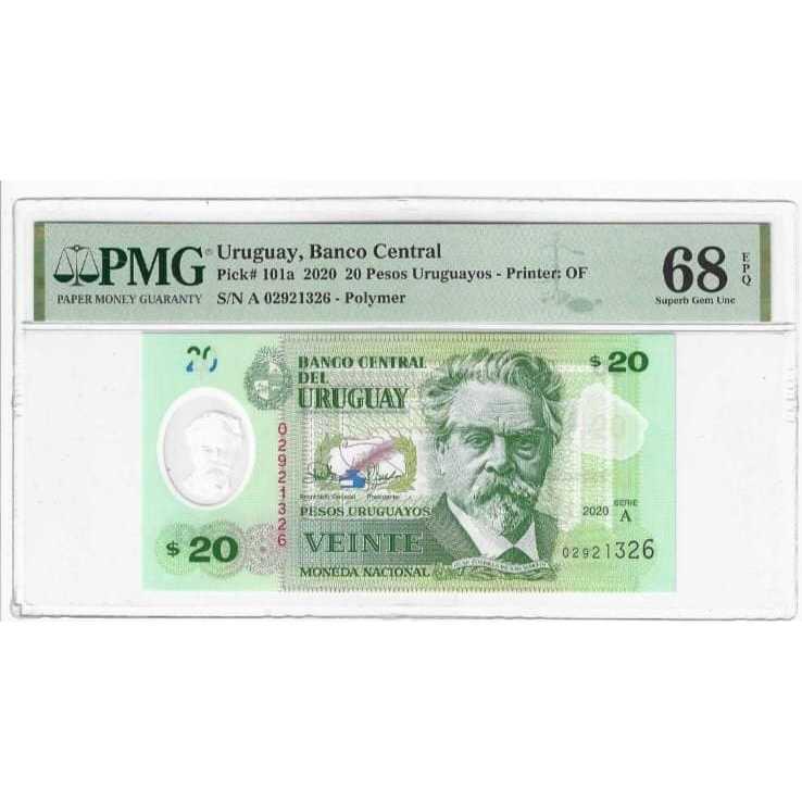 URUGUAY 20 Pesos PMG 68EPQ