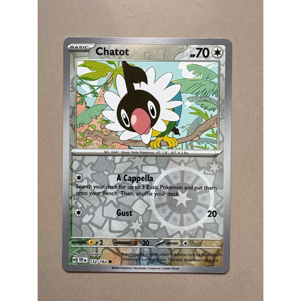 kartu pokemon original holo reverse chatot tef 132/162