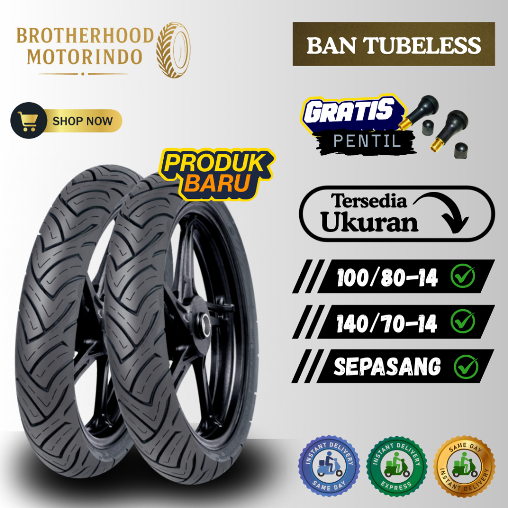 (PAKET SEPASANG) BAN FDR XR EVO (100/80-14 / 140/80-14) TUBBELES / BAN XR EVO TUBLES / BAN MOTOR RIN