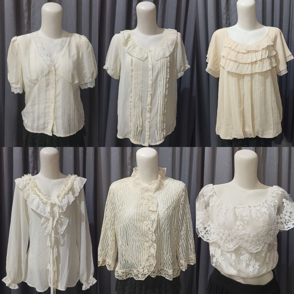 (update new premium) white & cream series sawako blouse Kawai milkmaid coqquete cottage Rosa cheri A