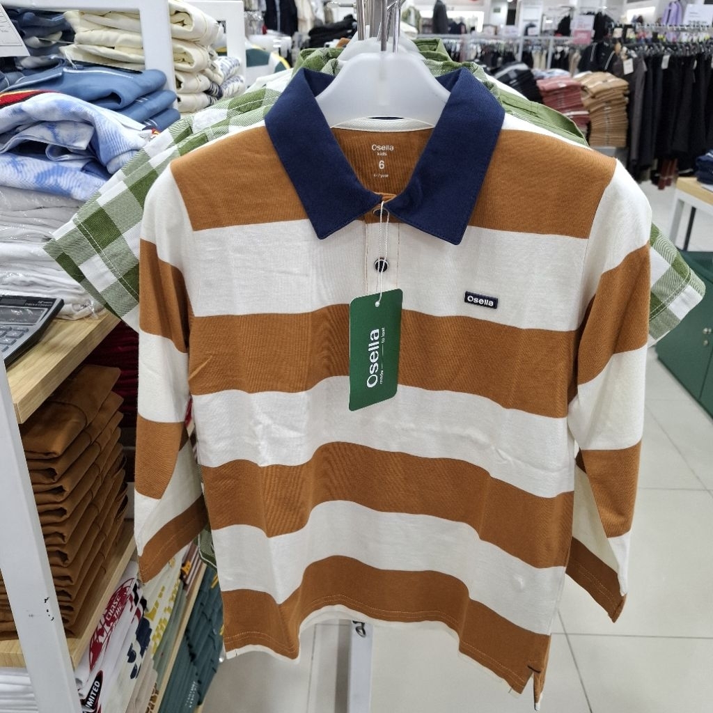 Osella Baju Atasan Kaos Lengan Panjang Anak Laki Laki Motif Stripe Original
