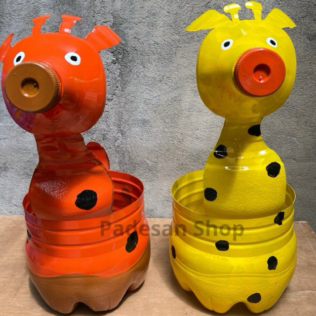 Prakarya Pot dari Galon le minerale 15Lt Jerapah Angguk angguk