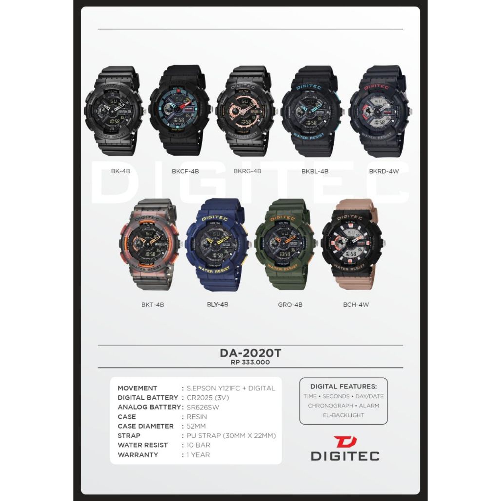 JAM TANGAN PRIA DIGITEC 2020T ORIGINAL WATER RESIST 10BAR