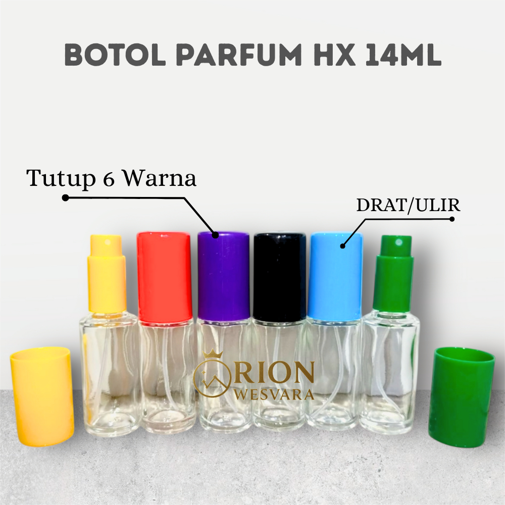 Botol Parfum HX 15ML Drat Ulir Warna Warni - Botol Parfum Kaca Kosong 15ML- Botol Refill Kosong