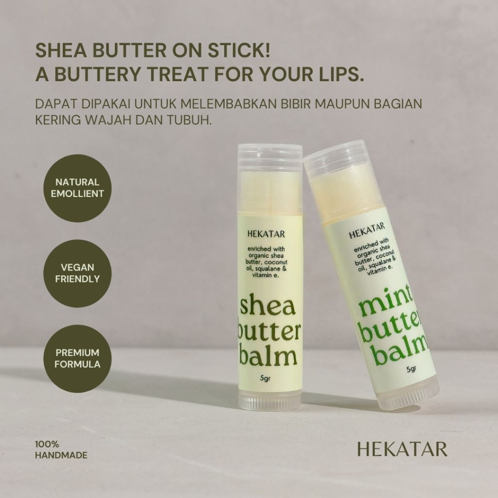 (baca deskripsi) HEKATAR SHEA BUTTER LIP BALM HANDMADE (lip balm shea butter, lip care, lip butter, 