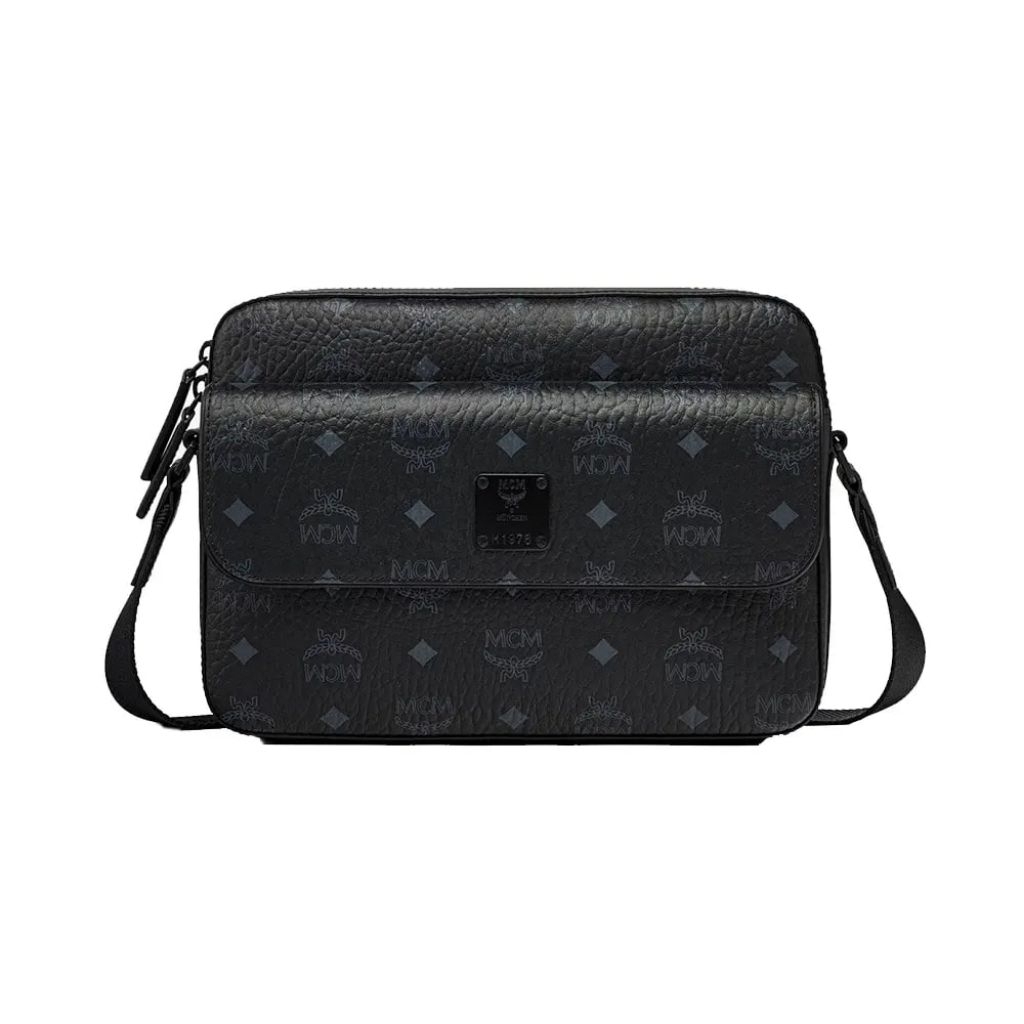 MCM Aren Medium Messenger Bag in Visetos Black