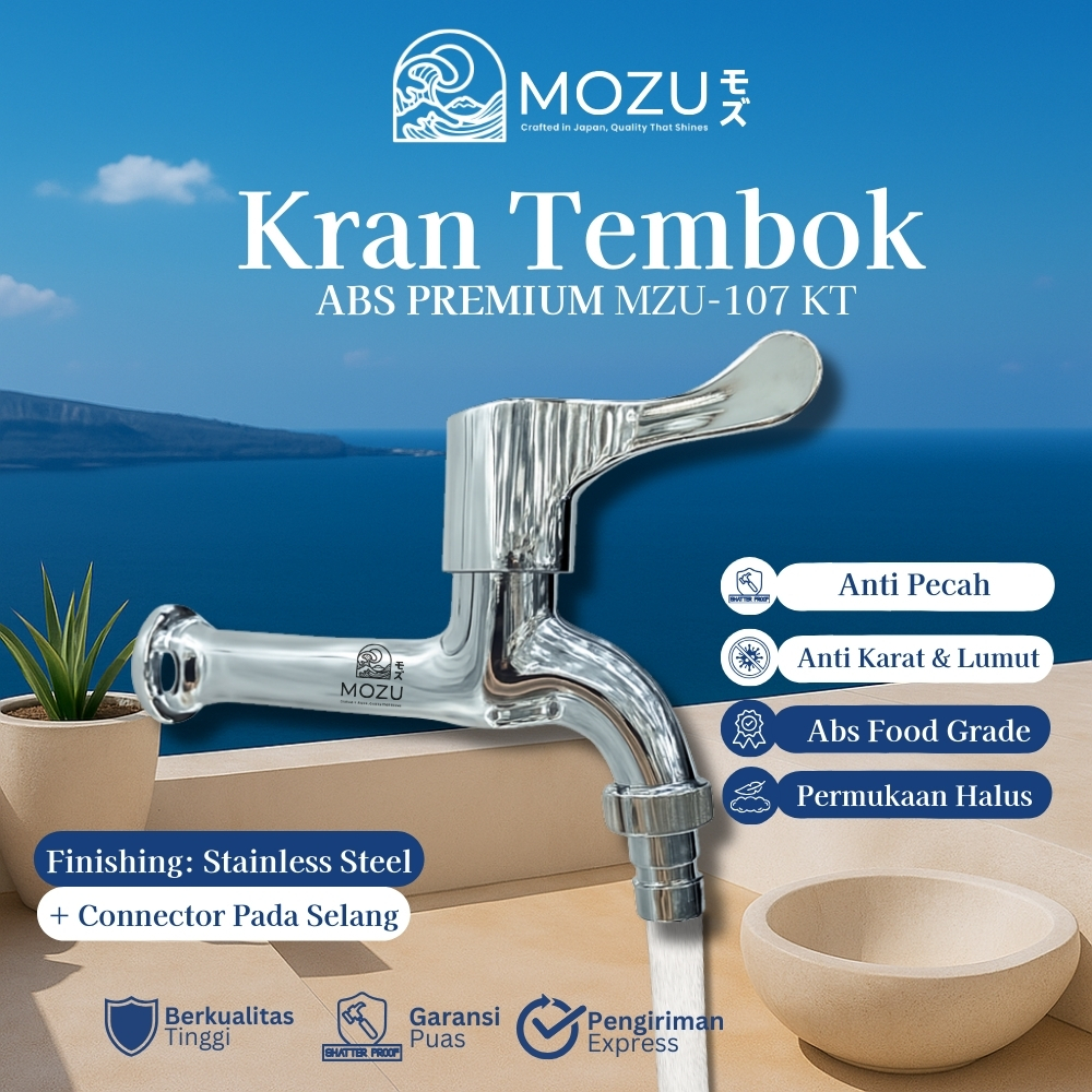 MOZU Keran Kran Air Taman Tembok Kamar Mandi Engkol MZU-107KT Panjang Konektor Selang