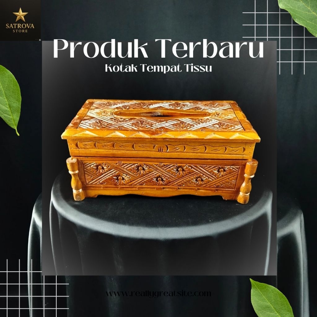 Kotak Tempat Tisu Ukir Kayu Jati Kerajinan Souvenir