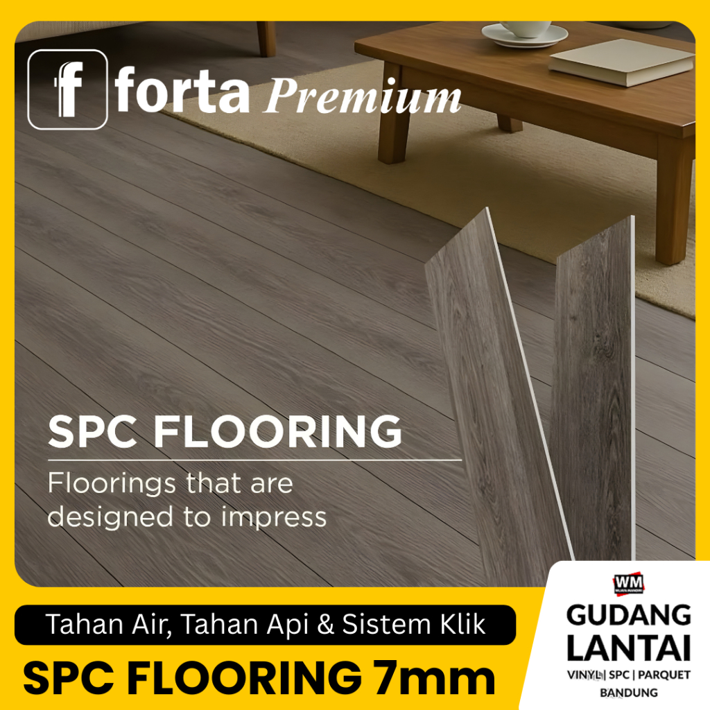 Lantai Vinyl SPC Motif Kayu 7mm per Box, Sistem Klik Tanpa Lem