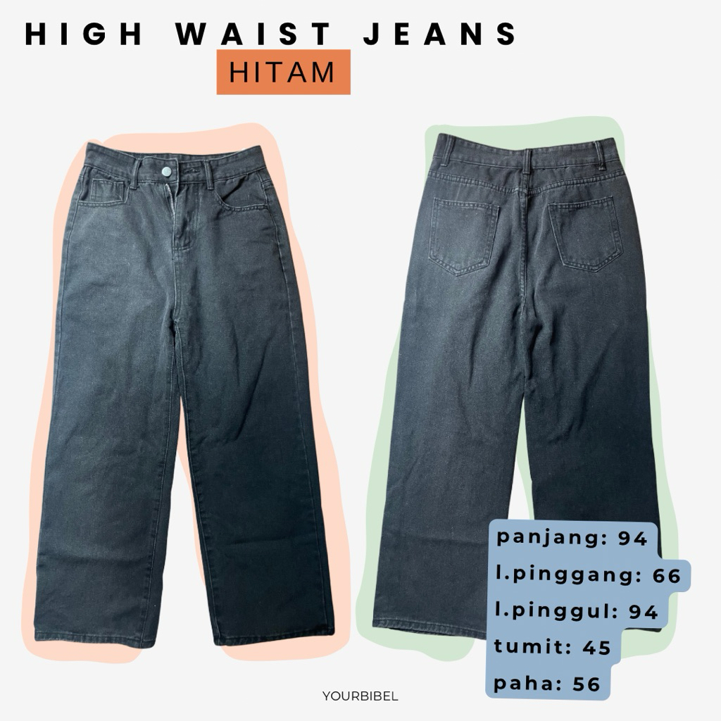 high waist jeans hitam - PRELOVED