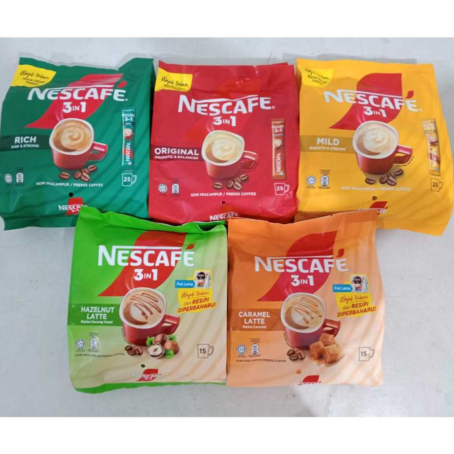 NESCAFE 3 IN 1 Malaysia : Original, Mild, Rich, Halzenut, Caramel Latte [April-Agustus 2026]