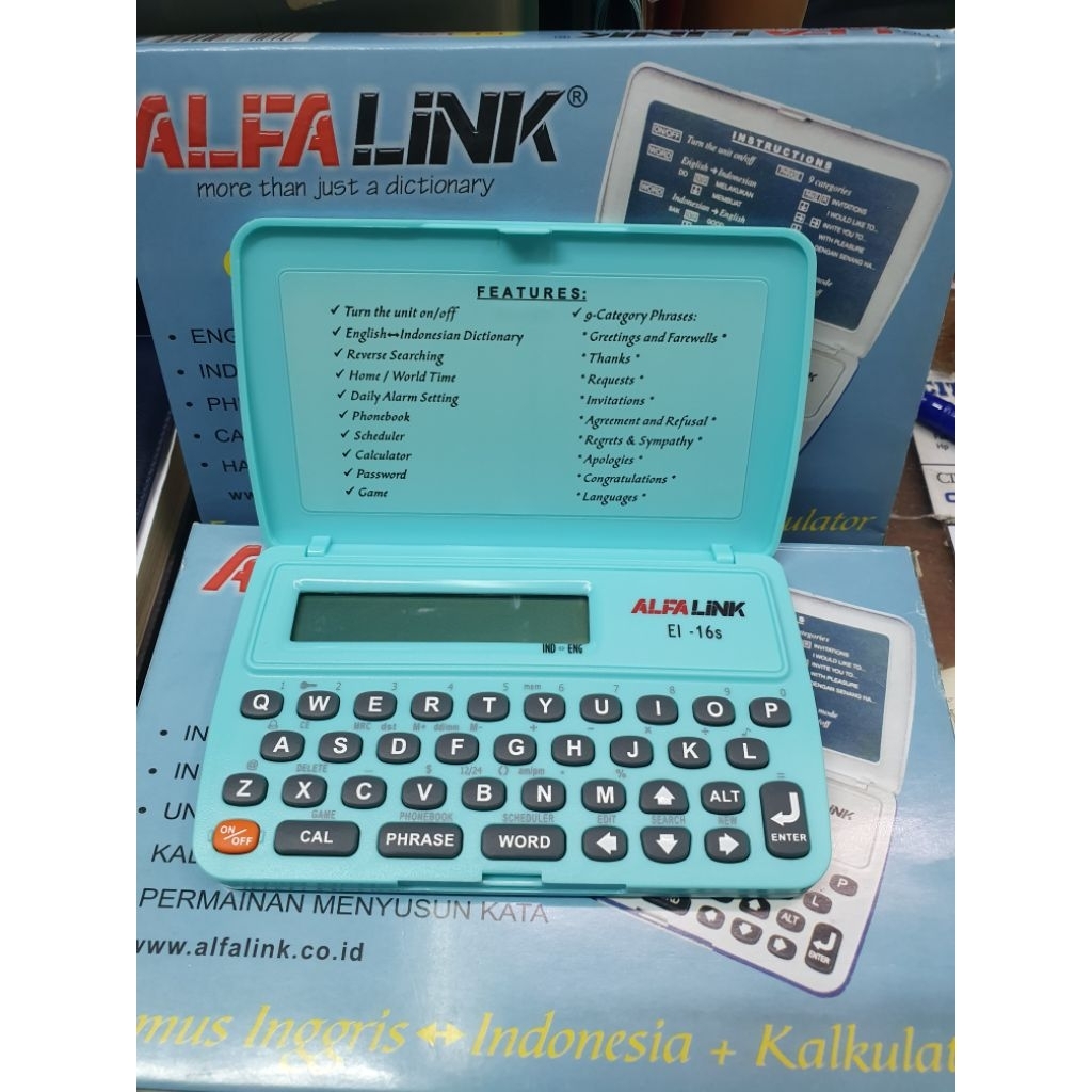 Kamus Alfalink EL-16S Dictionary Alfalink EL-16S Calculator English to Indonesia