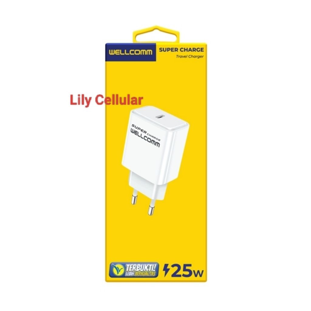 Charger Single USB-C Wellcomm 3A 25Watt + kabel Type-C to Type-C