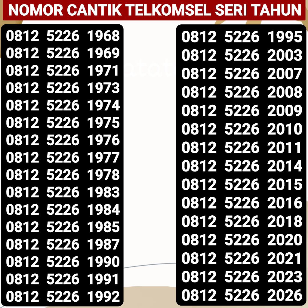 Nomor Cantik Telkomsel Kartu As Simpati  Seri Tahun lahir