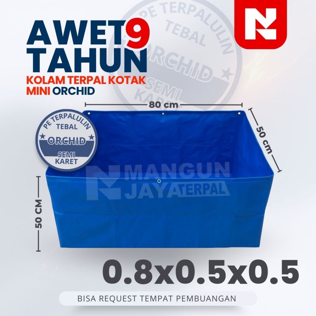 Kolam Terpal Orchid Semi Karet Ukuran 80x50x50 Kolam Terpal Untuk Ikan Kecil lele nila guppy