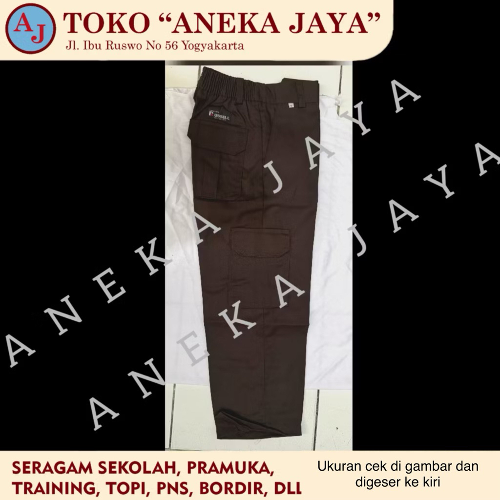 Celana Panjang PDL Pramuka bahan UniOne American Russell , Karet / Seragam Sekolah SD SMP SMA SMK