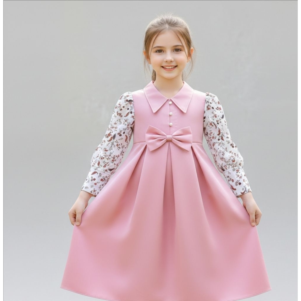 Dresss Anak (2-7 tahun)| Gamis Satin  Gaun bridesmaid anak/dres gaun pesta terviral