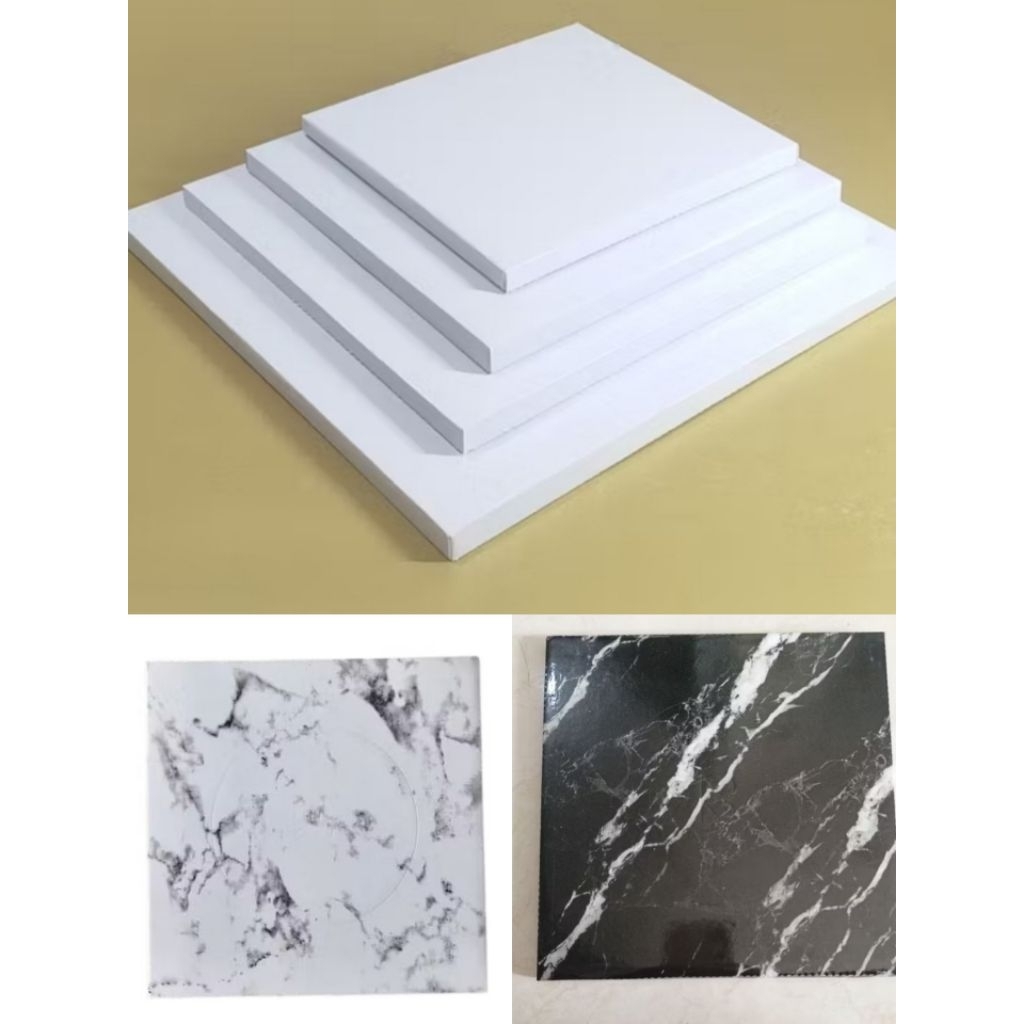 Tatakan Kue  Polos/Marble White / Marble Black/Tatakan Cake 10pcs