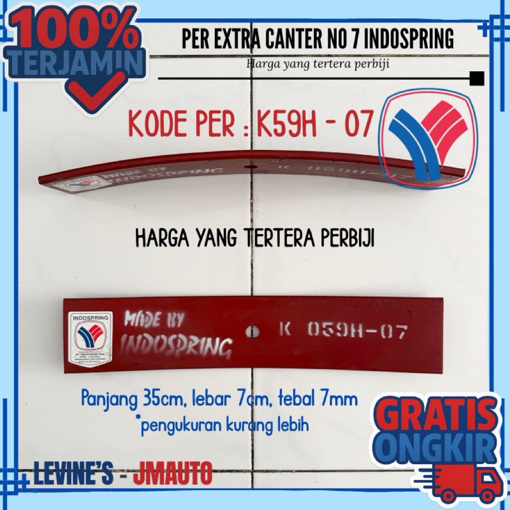 per extra canter nomor 7 k59h no 7 K59H-07 merk Indospring pir daun tambahan ps125 nomer 7 leaf spri