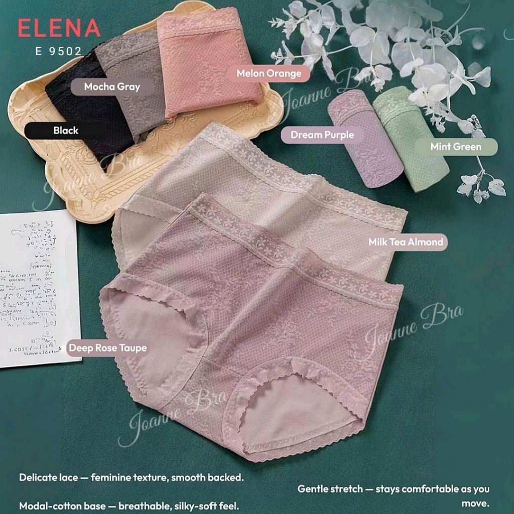 Elena Celana Dalam Wanita Mid Waist Semi Transparan E 9502 - CD Fit bb 60kg Seksi