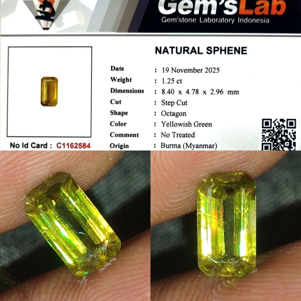 Natural Rainbow Sphene Burma No Treatment 1.25ct GLI Crystall Good Rainbow Luster Siang Malam