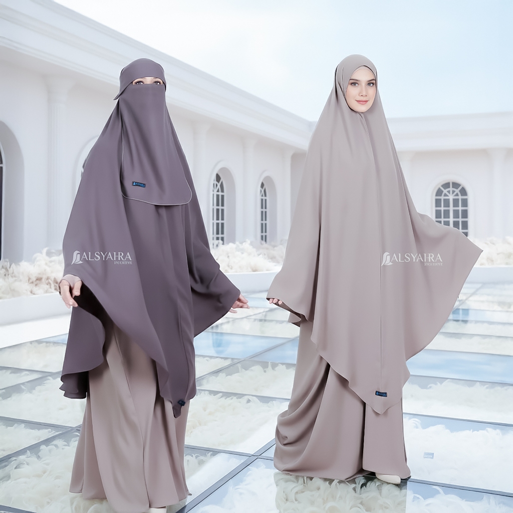 Alsyahra Exclusive - Set Long Khimar Like Mukena Shofa Haramain Niqab Poni Soft Crown Premium