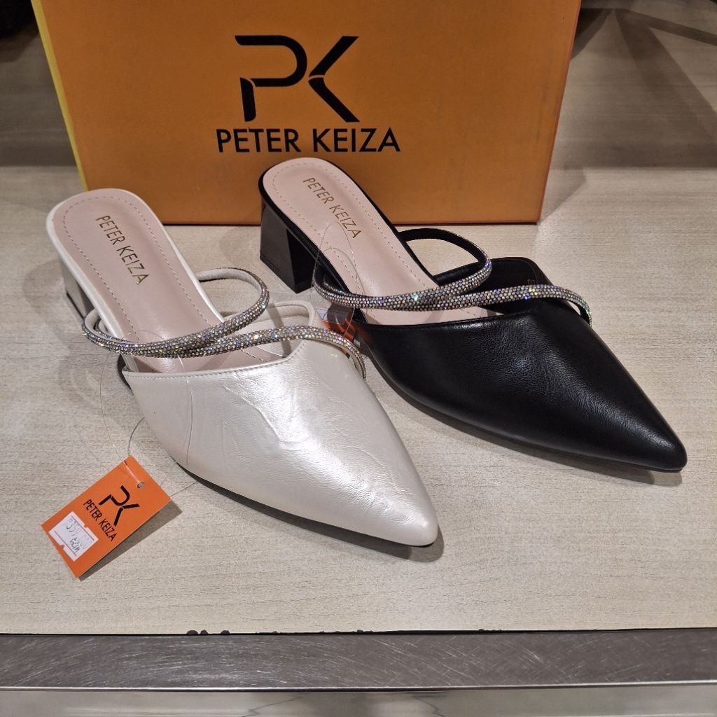 Peter keiza sandal selop pesta heels 5cm wanita ringan empuk aksesoris bling2 original size 36-40