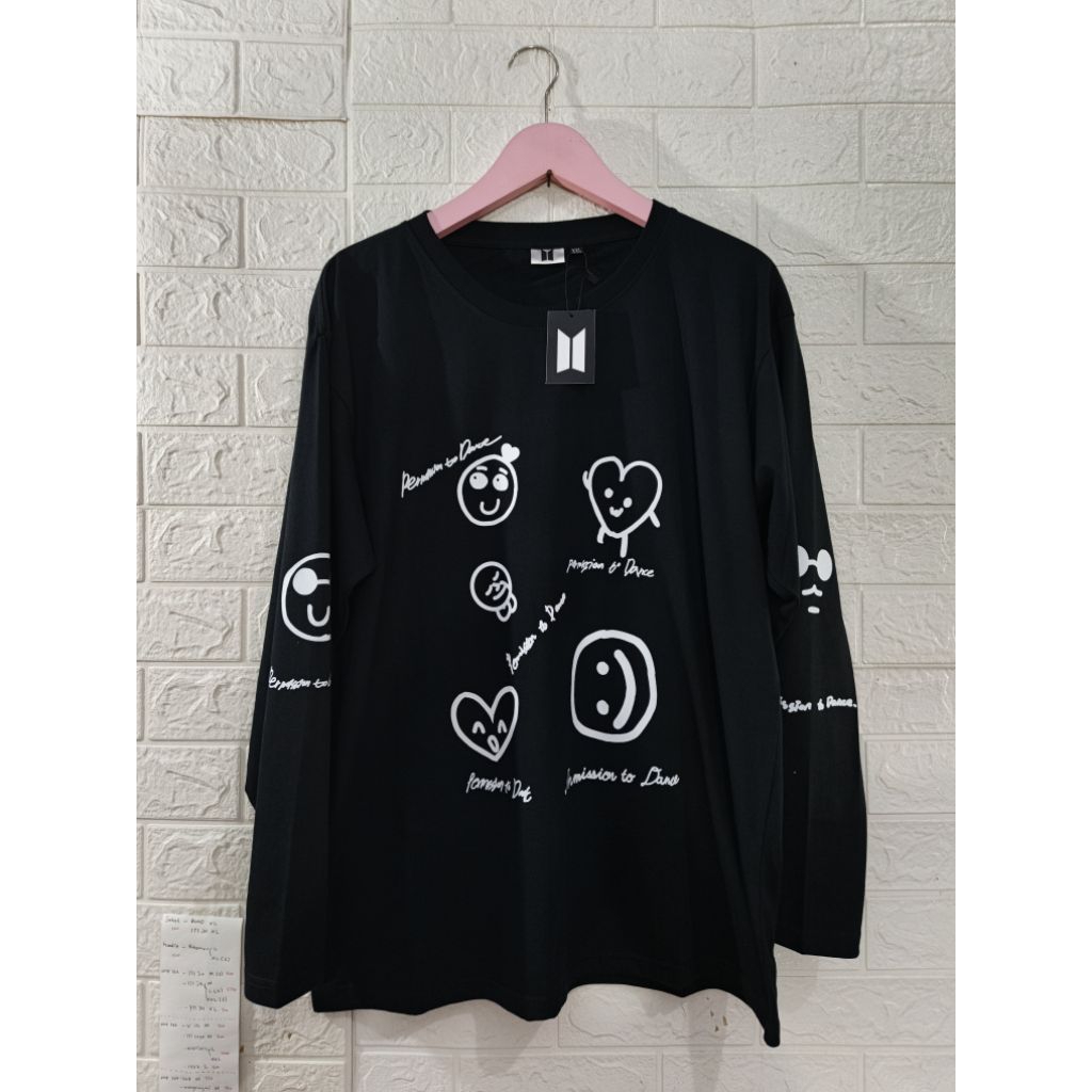 Kaos Lengan Panjang Permission To Dance PTD Art Draw Jimin V Taehyung Jungkook RM Namjoon BTS