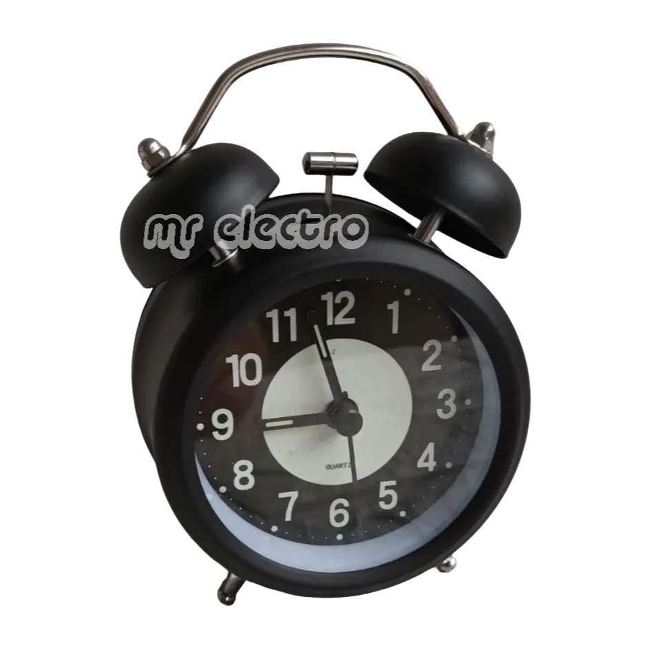 668 jam beker glow alarm meja weker ( d 10cm ) bunyi kring - Mr
