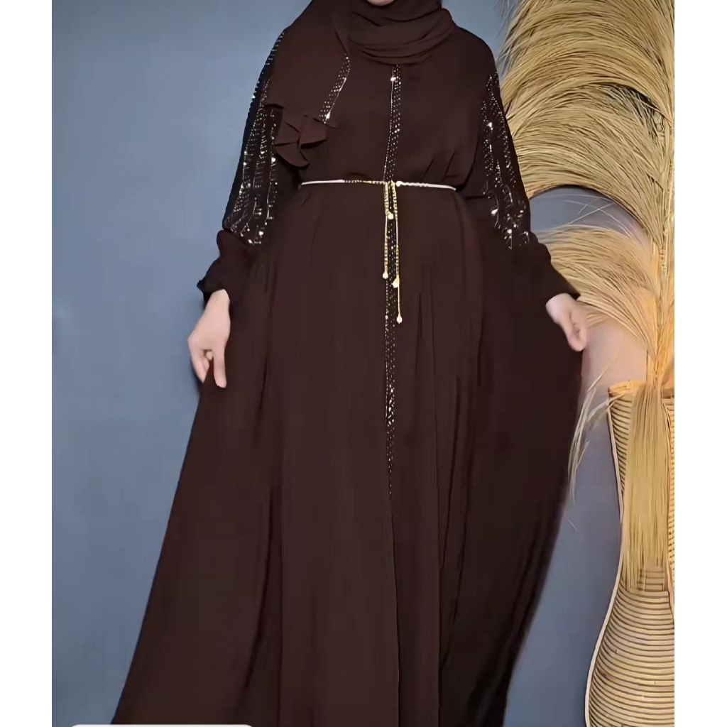 ABAYA PREMIUM SET HIJAB PASMINA RESELETING FULL OUTER BAHAN JATBLAVK WALPIECE LEBARAN 2026