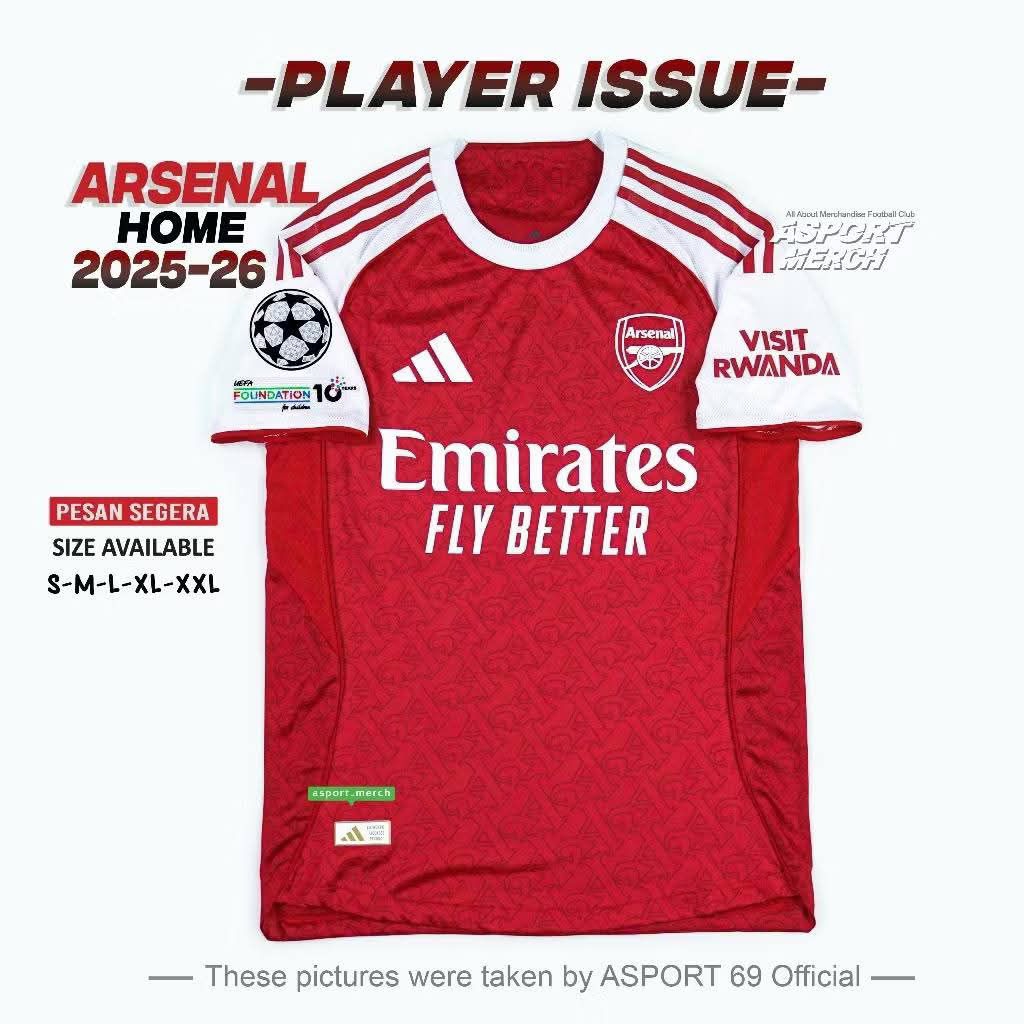 PLAYER ISSUE ARSENAL HOME 2025-2026 TERBARU PI ARSENAL HOME 25-26