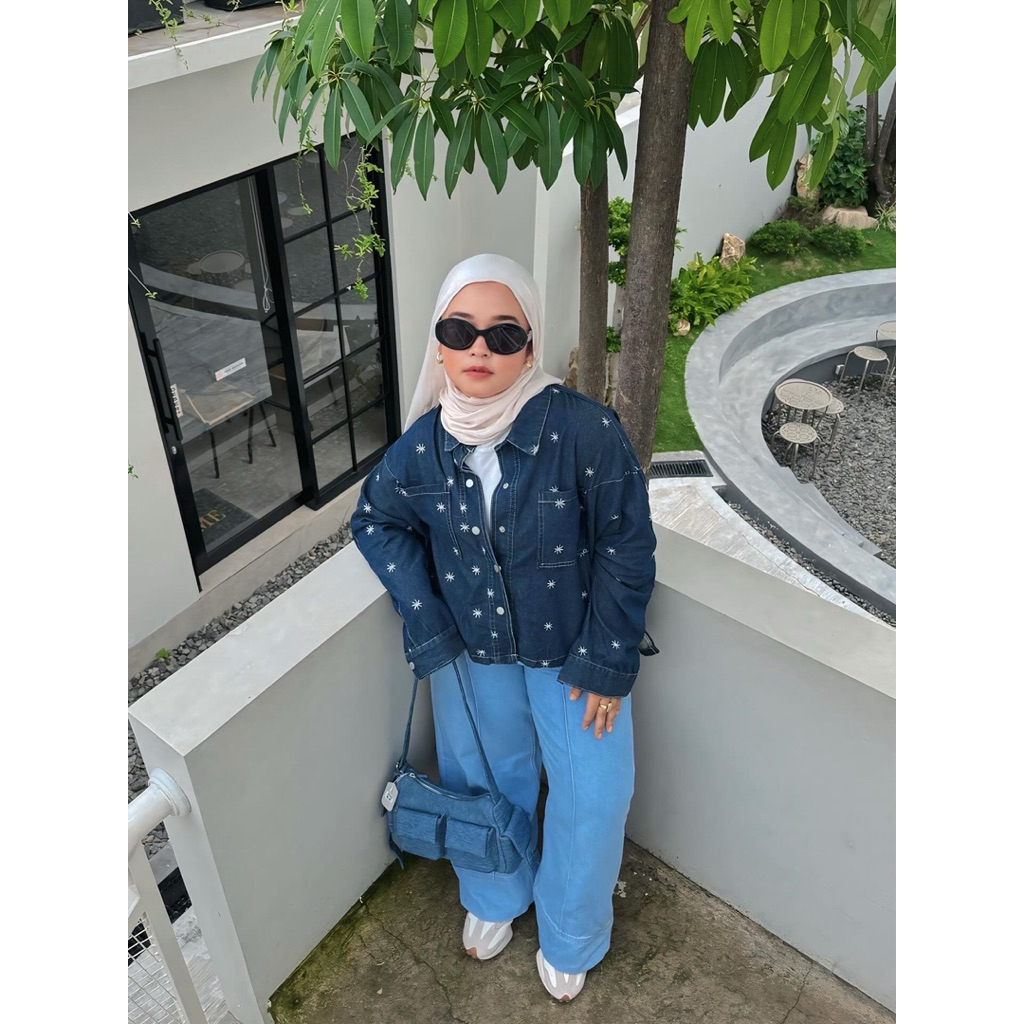 Crop Jeans Emboirdery JJ1238 | Kemeja Lucu | Kemeja Wanita