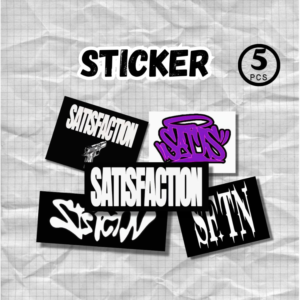 Stiker Satisfaction Glossy Anti Air Laminasi Kertas Vinyl Murah 5 pcs