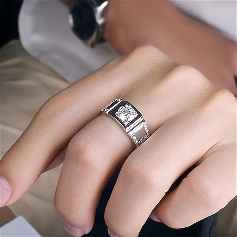 FEATHER HONGKONG - Simple H Brigde Ring Silver Whitegold Berlapis Platinum for Man