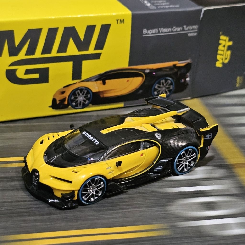 mini gt bugatti vision gran turismo yellow 317 kuning silver Blue 266 369 hot wheels lamborghini pop