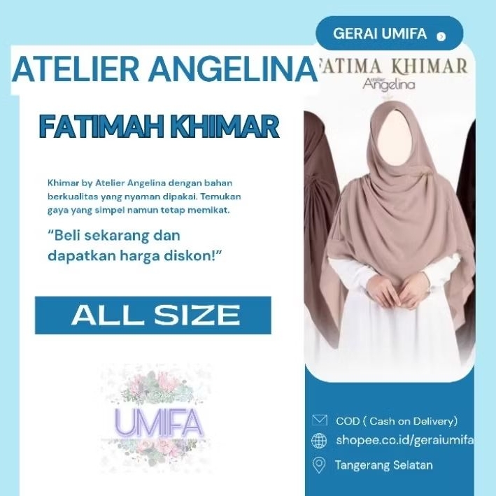 Fatimah Khimar Atelier Angelina Khimar Syari Cantik Elegan