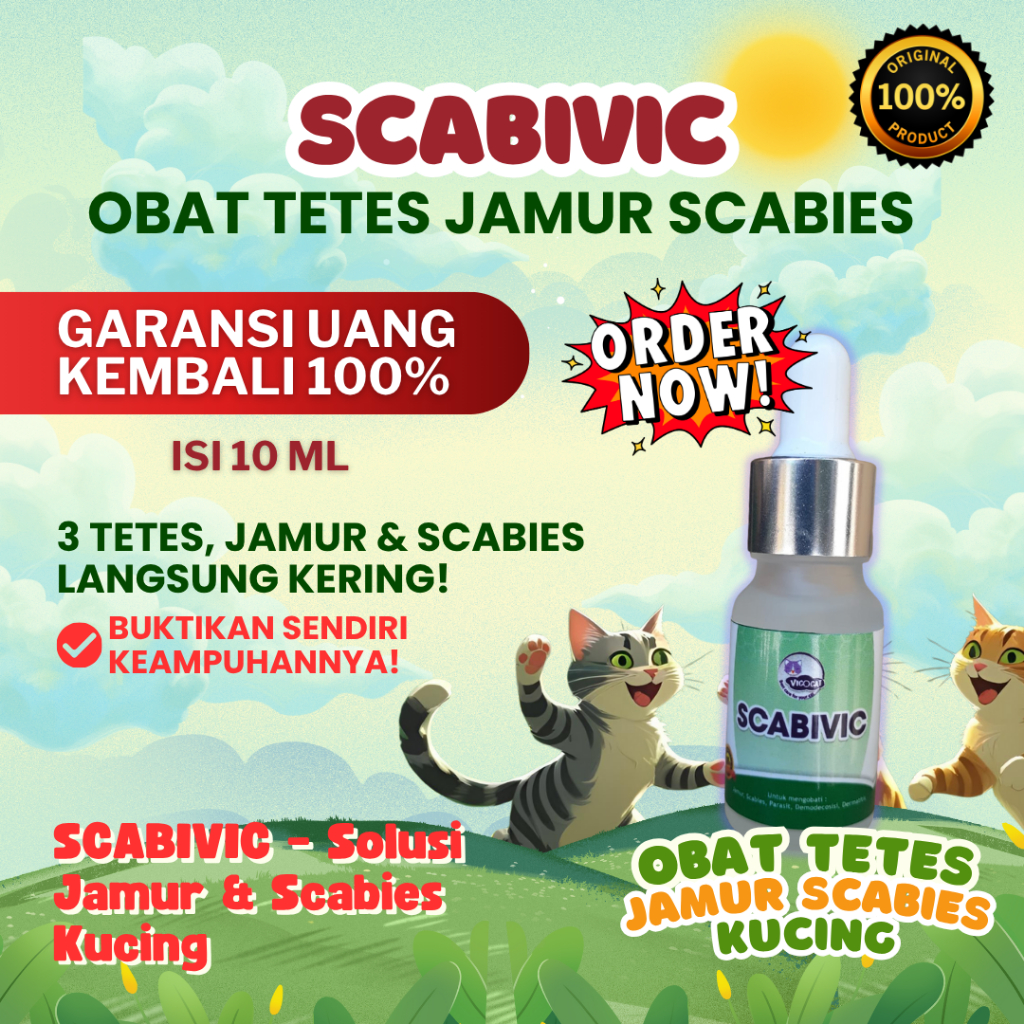 Scabivic Obat Tetes Jamur Scabies Kucing 100 Tetes - Ampuh, Aman, Bergaransi