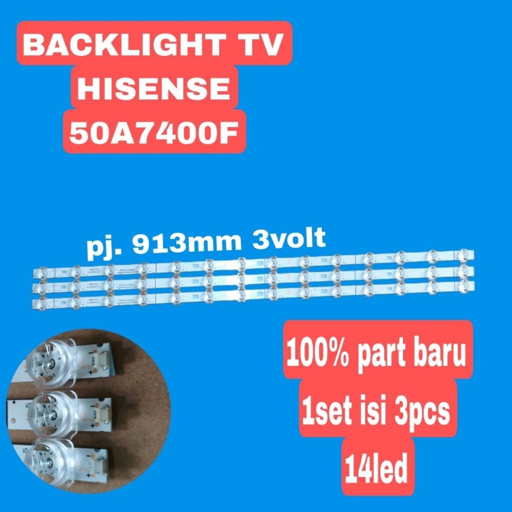 Backlight led tv HISENSE 50A7400F lampu BL 50A7400 50in 14led 3v