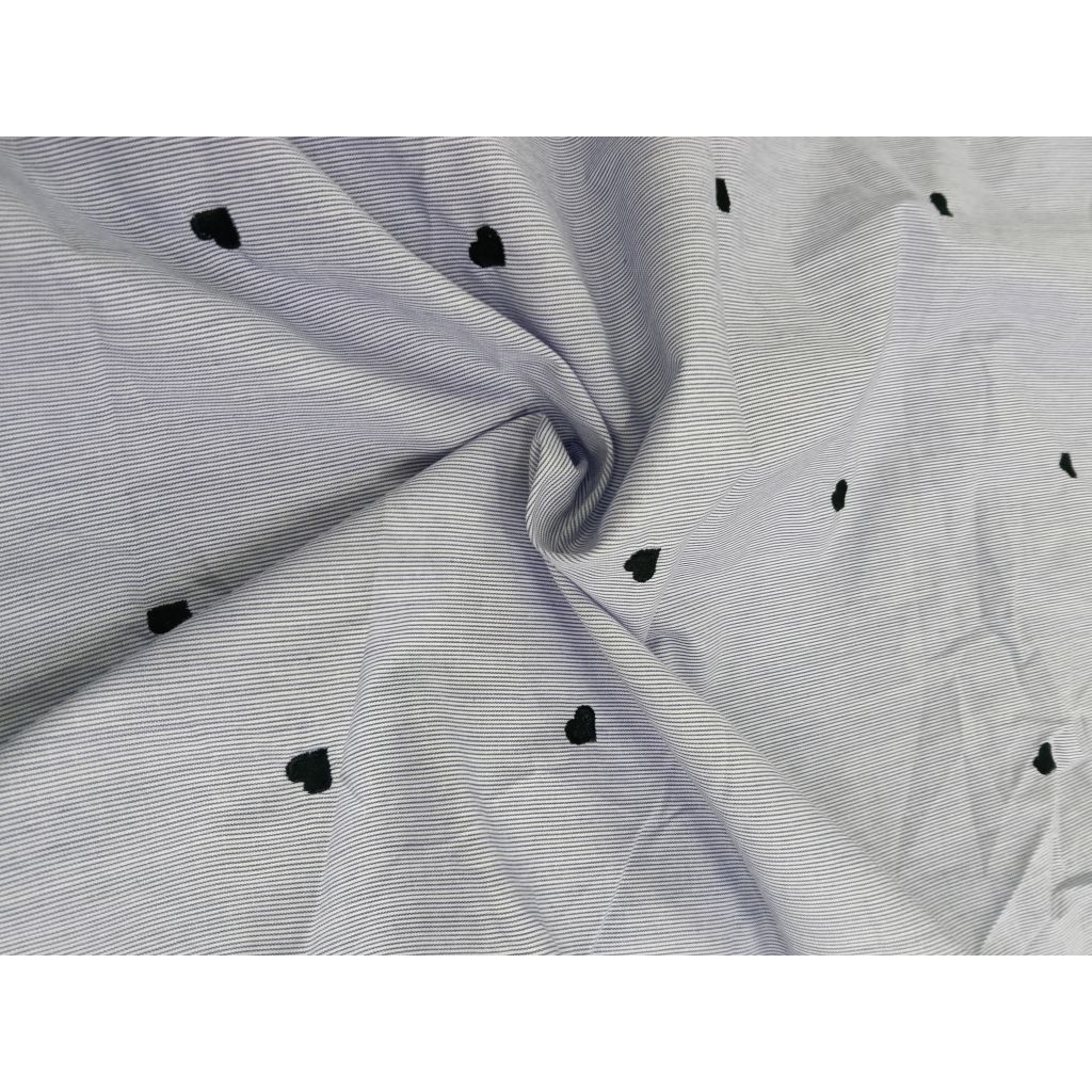 KAIN KATUN SALUR KECIL BORDIR MOTIF LOVE HITAM