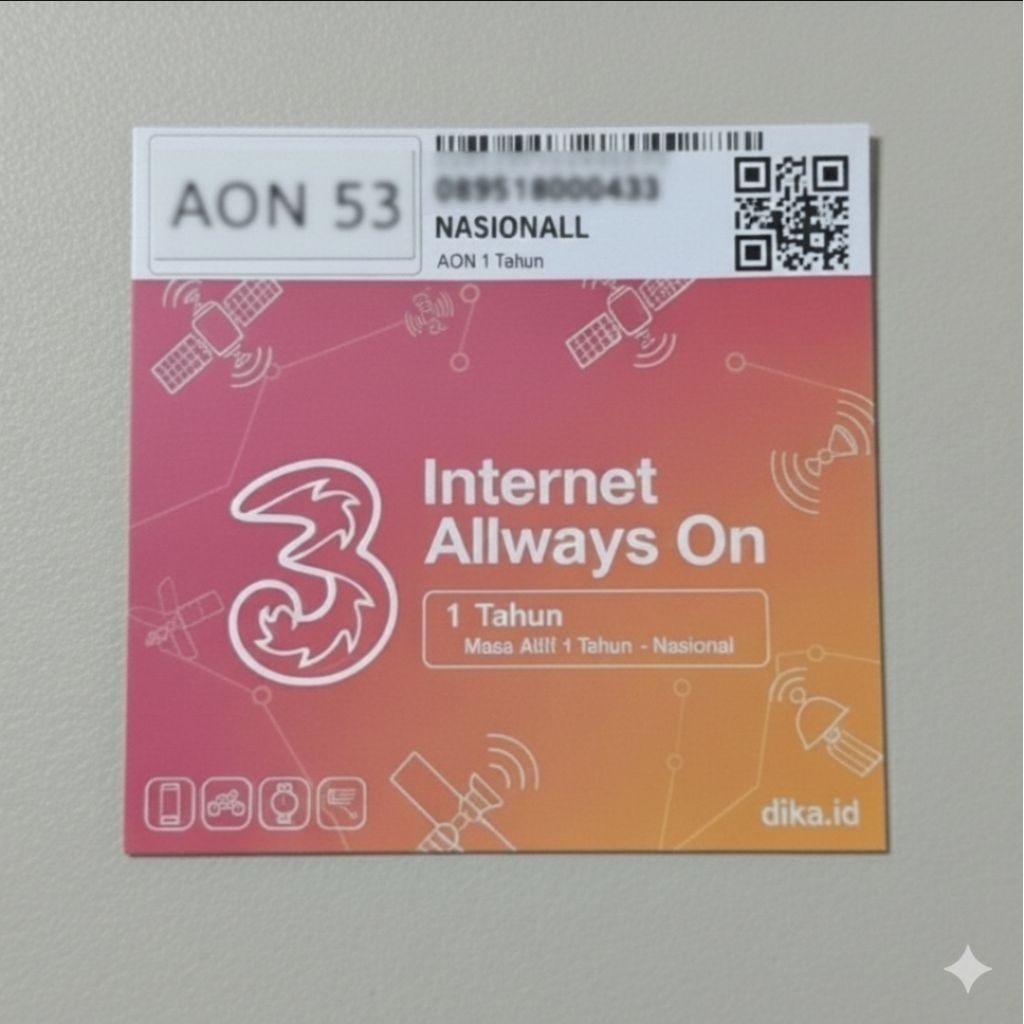 Kartu Perdana Tri AON 1 Tahun Allways On