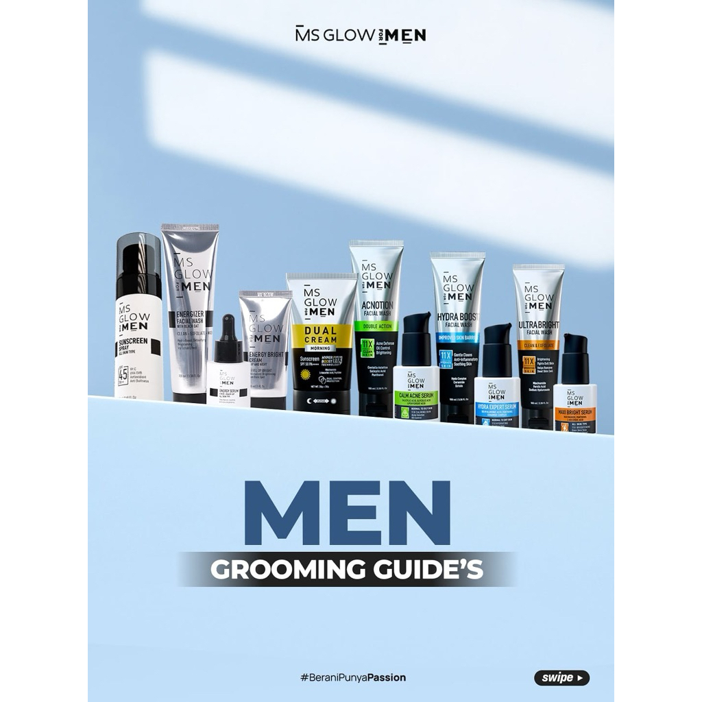 MS GLOW FOR MEN PAKET COMPLETE / MS GLOW FOR MEN PAKET BASIC / CREAM WAJAH / FACIAL WASH MEN / SERUM