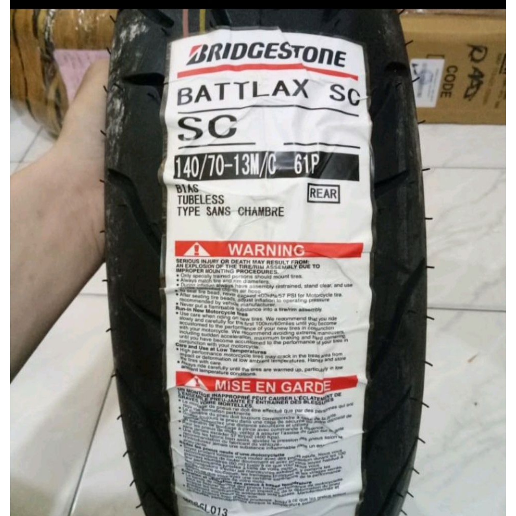 BAN LUAR BATTLAX BRIDGESTONE SC UKURAN 140/70-13 TUBELESS