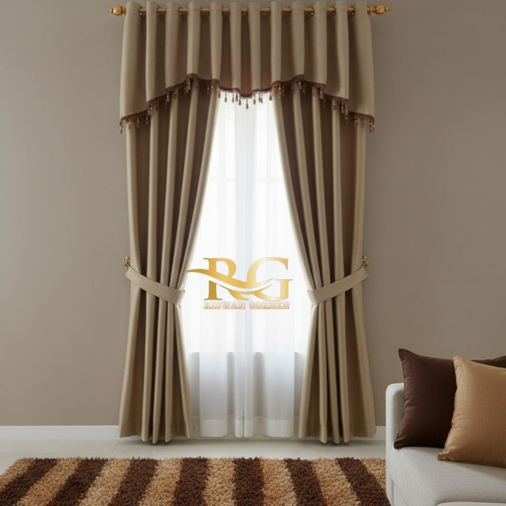 Gorden Poni Polos Mewah 1 set | Hordeng Tirai Pintu Jendela Ruang Tamu Minimalis Elegan