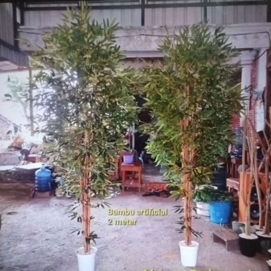 Pohon hias artificial bambu latex tinggi 2 meter, tanaman hias bambu plastik,