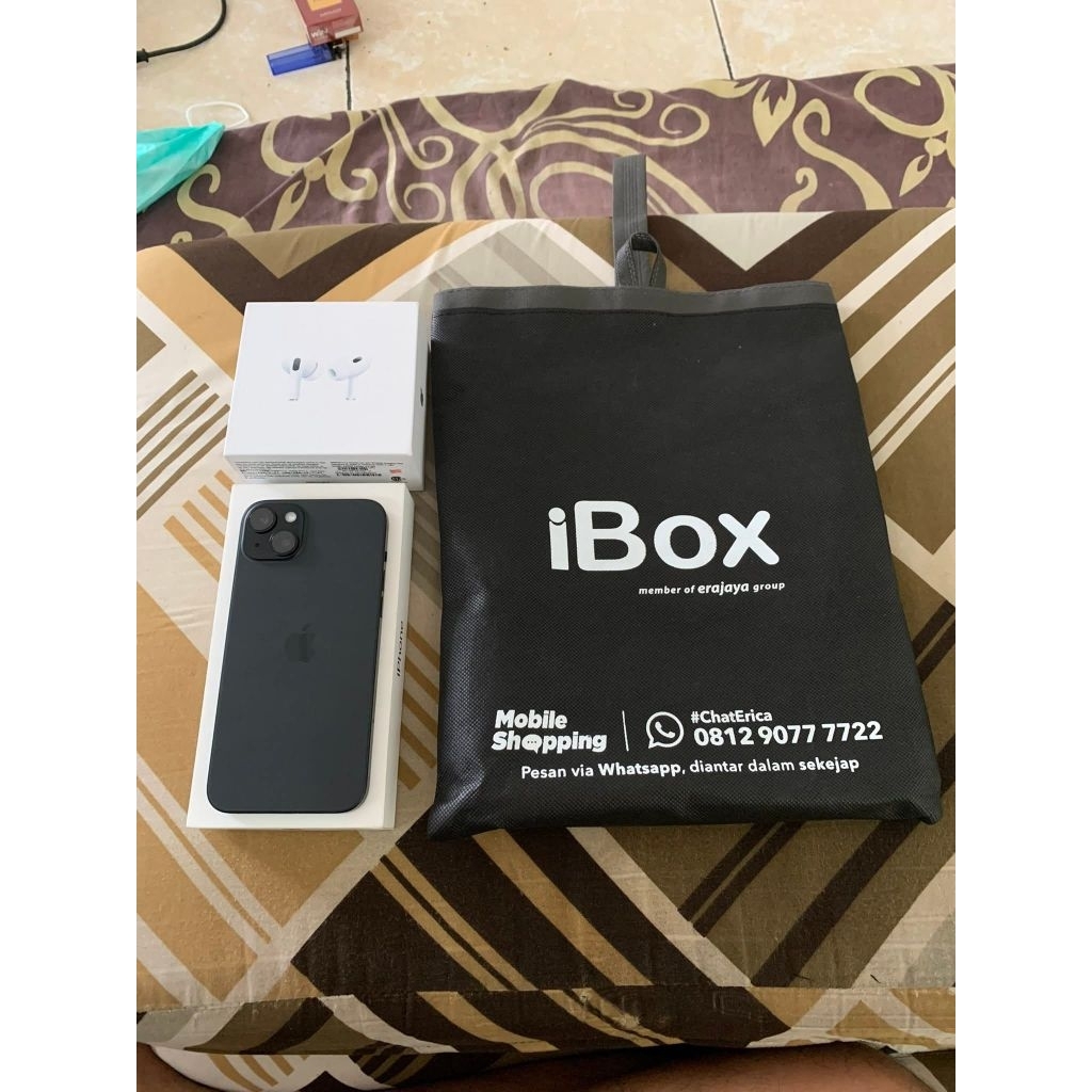 IPHONE 15 PLUS HITAM ORIGINAL IBOX SECOND 2025