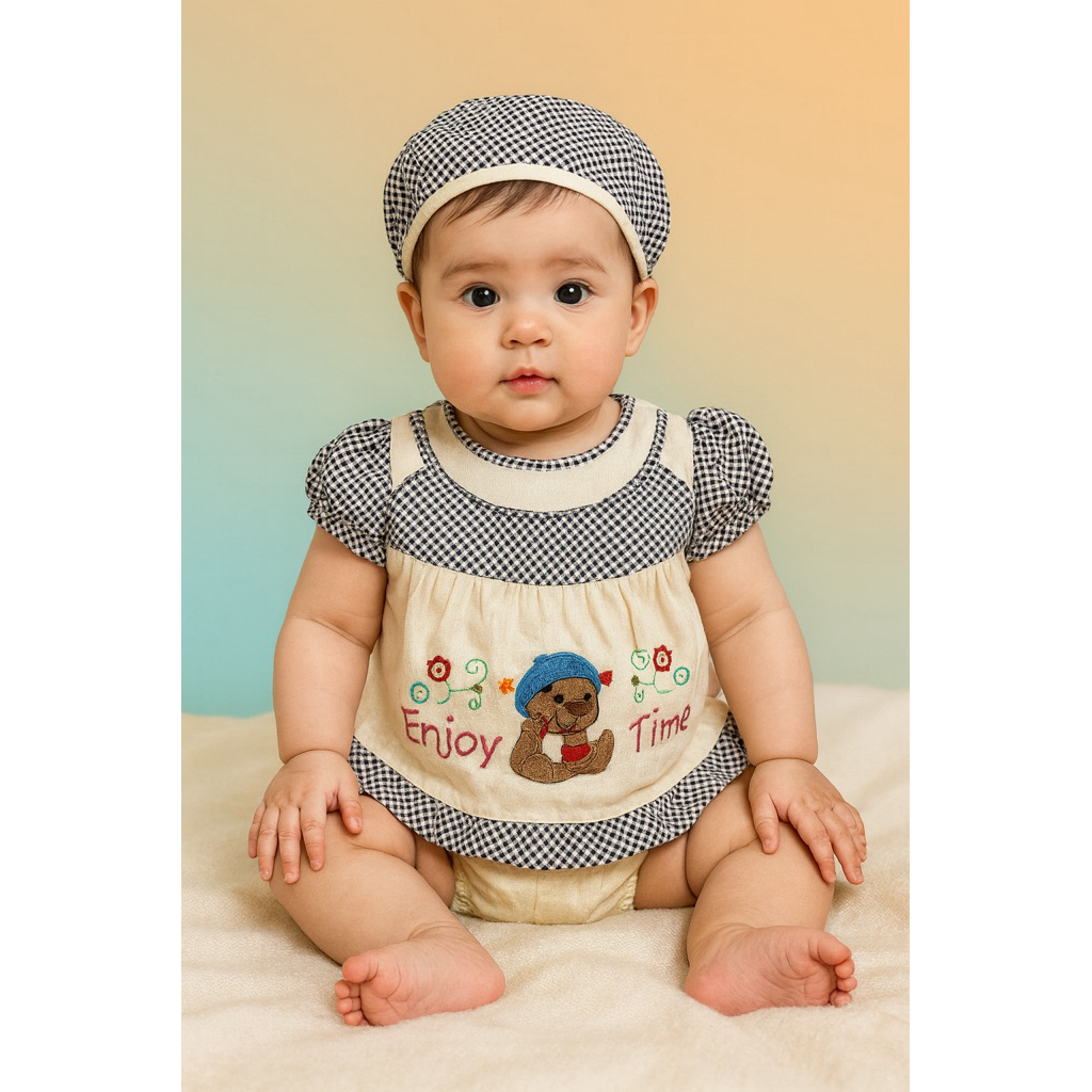 BAJU BAYI ANAK PEREMPUAN 0 3 BULAN SET WITH TOPI