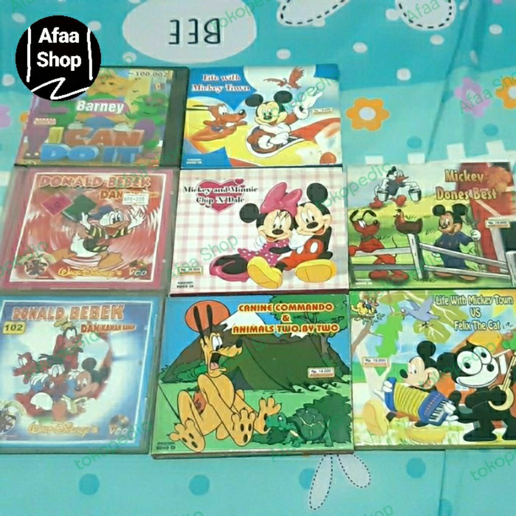 Cd vcd film kartun walt disney mickey mouse, donal duck, pluto, goofy, felix the cat, barney movie